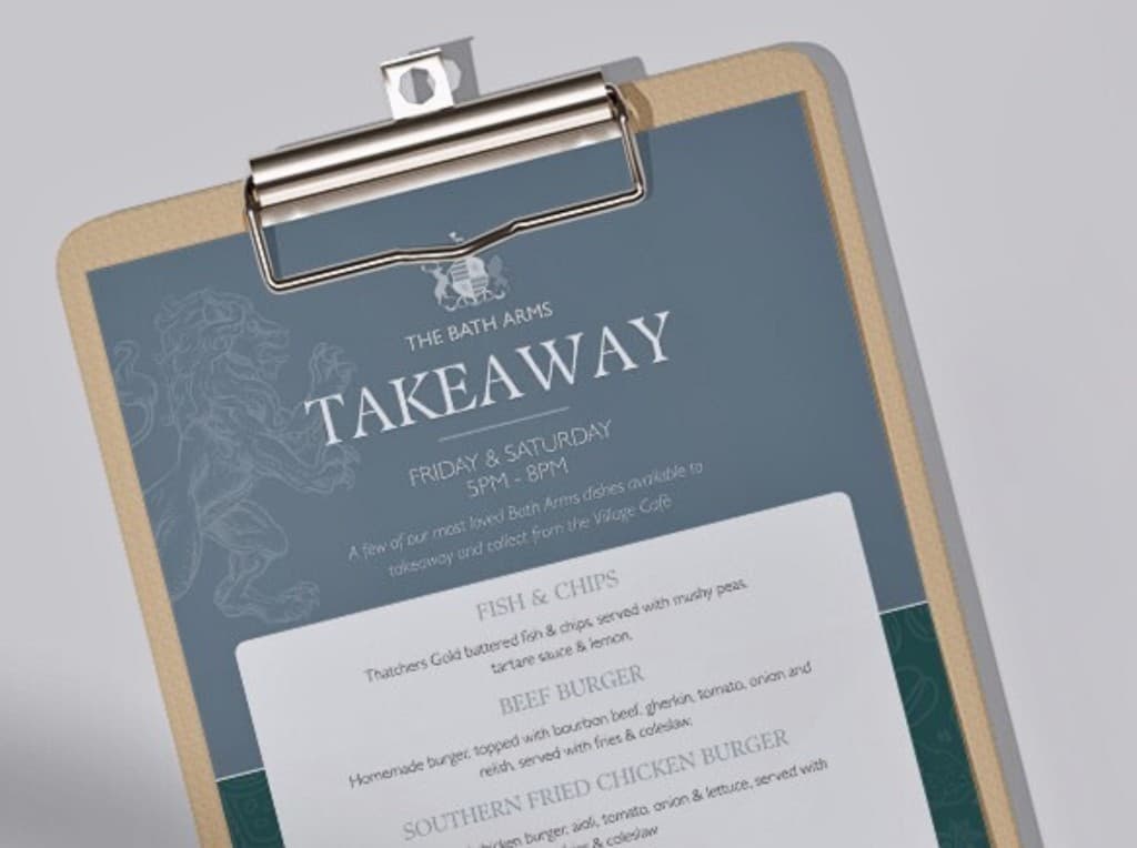 Bath Arms project — Takeaway menu — campaign graphic