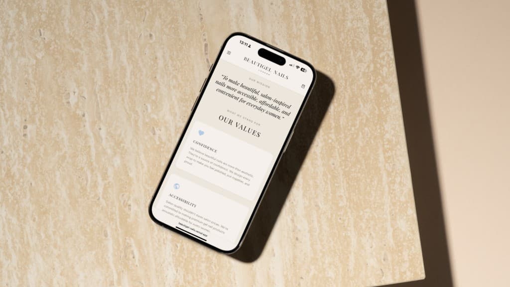 Beautigel Nails project — Site — mobile mission & values