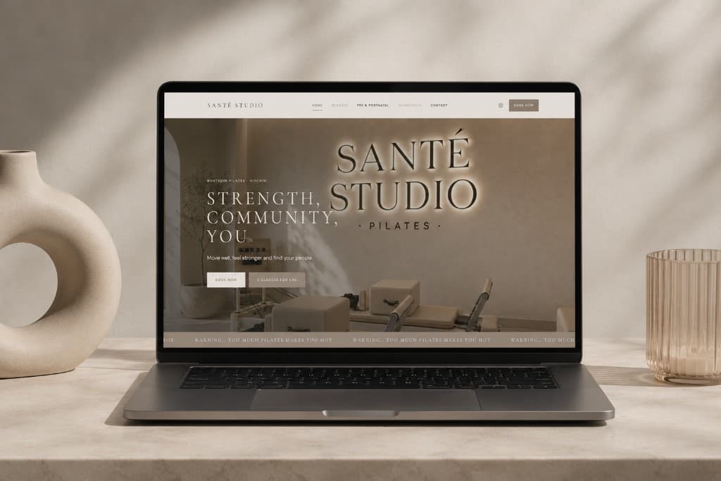 Santé Studio project — Site — desktop homepage mockup