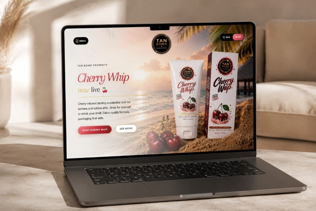 Tan Bomb project — Site — desktop Cherry Whip launch